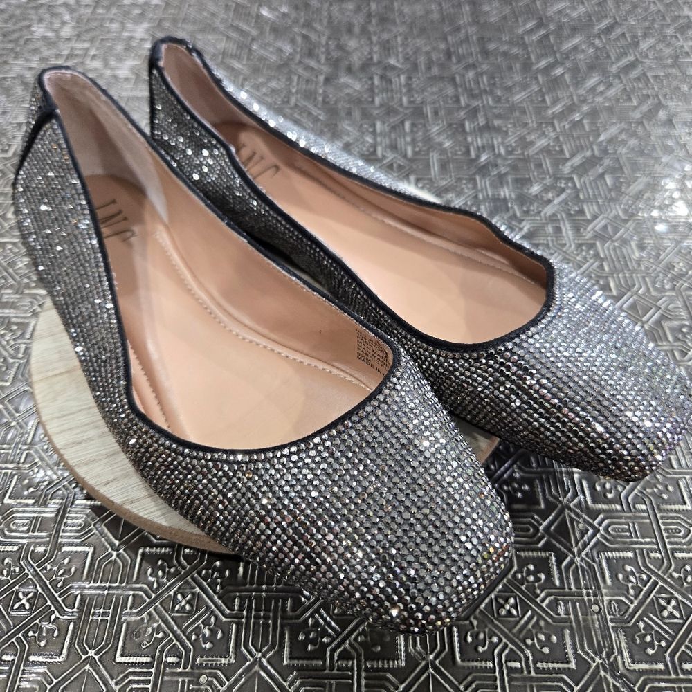 INC International Concepts Juney Dark Crystal Square Toe Ballet Flats Size6.5